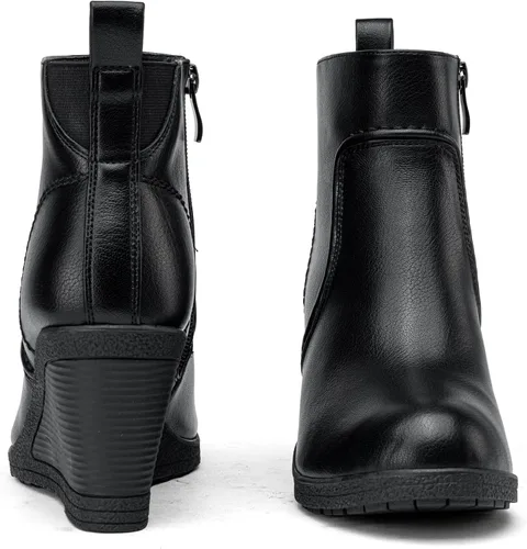 Miniatura 7 de Vepose Botines de cuña 9679 para mujer, botines clásicos con cremallera lateral para mujer