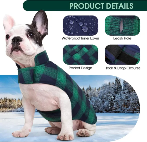Miniatura 3 de Kuoser - Abrigo de invierno para perro, chaqueta reversible, abrigo cálido de estilo británico, de clima frío, ropa resistente al viento, chaleco