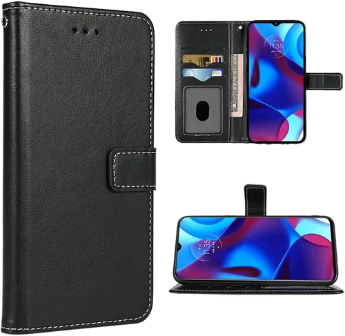 Compatible con Motorola Moto G Power 2022 5G/MotoG Pure 2021 - Funda tipo cartera con correa de muñeca y tarjetero de cuero para MotoGPure GPure