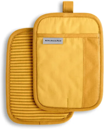 KitchenAid Beacon - Juego de soportes antideslizantes de dos tonos, color amarillo majestuoso, 7 x 10 pulgadas, 2 piezas Majestic Amarillo