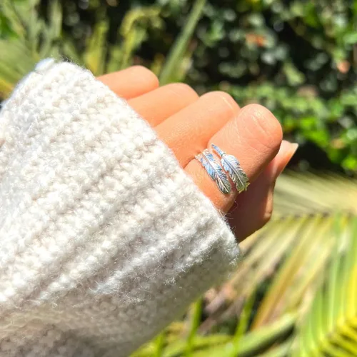 Miniatura 3 de Project Hope Rings The Feather From An Angel Ring Handcrafted 925 Sterling Silver Angel Ring Tarnish-Free & Hypoallergenic Adjustable Wrap