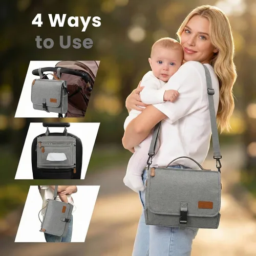 Miniatura 4 de UBRAVOO Portable Diaper Changing Pad - Baby Diaper Changer Travel Bag with Wipes Pocket, Smart Design Portable Changing Mat, Infant Travel Station