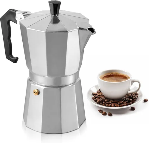 Miniatura 15 de Mixpresso Cafetera Moka Cubana Negra de 3 Tazas, Cafetera Moka para Gas, Estufa Eléctrica, Cafetera Italiana Clásica, Cafetera Espresso para Estufa