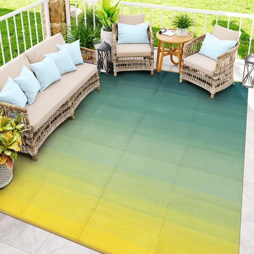 Miniatura 53 de Anidaroel Alfombras de exterior de 6 x 9 pies para patios, impermeables, reversibles, de plástico tropical, alfombra de campamento, alfombra grande