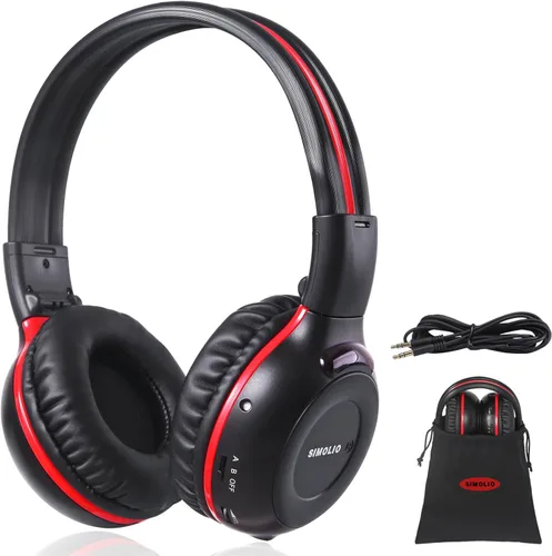 SIMOLIO Auriculares IR para DVD de automóvil, auriculares infrarrojos universales de 2 canales, auriculares inalámbricos para automóvil con bolsa y