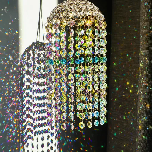 Atrapasueños de Cristal para Ventana Colgante Campanilla de Viento Jardín Porche Hogar Boda Fiesta Fabricante de Arco Iris Perlas de Cristal de