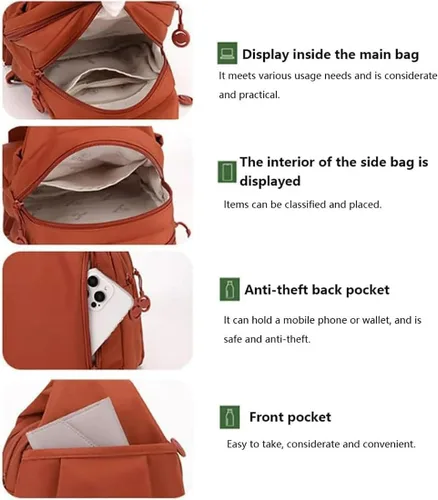 Miniatura 5 de Preferablen Waterproof 2-Way Commuter Bag, Large Capacity Oxford Convertible Shoulder Travel Bag, Anti-Theft Travel Tote, Small Backpack Purse