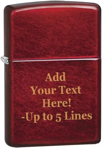 Zippo Encendedor – Mensaje personalizado grabado en la parte trasera Color único a prueba de viento encendedor (Candy Apple Red #21063)