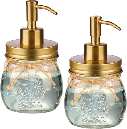 Miniatura 10 de Amolliar Dispensador de jabón líquido en tarro Mason de 10 onzas, bomba y tapa de acero inoxidable, bonita decoración de granja para cocina, baño