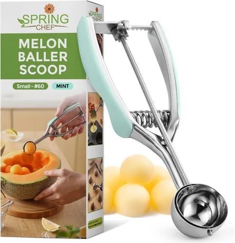 Miniatura 15 de Spring Chef Rojo Mediano 1.7 Cucharadas Cuchara para Galletas para Hornear - Cuchara Bolera para Melón de Acero Inoxidable #40 con Liberación