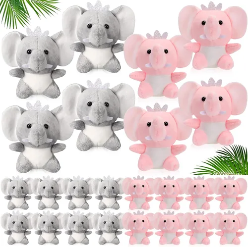 Wettarn 24 piezas de mini animales de peluche, pequeños y lindos juguetes de peluche para mujeres, regalos de fiesta de cumpleaños, 3.1 pulgadas Gris