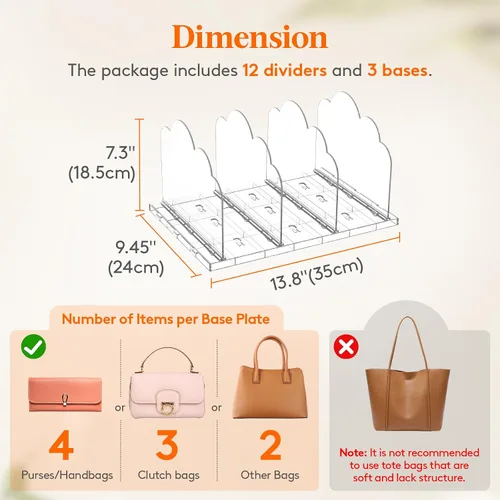 Miniatura 2 de Lifewit Paquete de 3 Organizadores de Carteras de Plástico para Clóset, Divisores de Estantes Ajustables para Organización de Clóset, Organizador