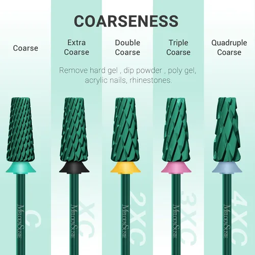 Miniatura 5 de MelodySusie Super Cut Edition Brocas para Uñas 5 en 1, Brocas Multifunción de Carburo de Tungsteno de 3/32'', Adecuadas para Manicura Pedicura