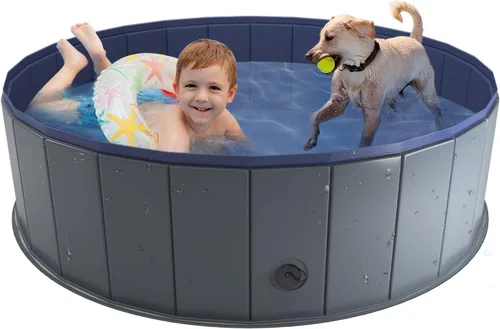 Miniatura 10 de Niubya - Alberca plegable para perros de plástico duro, bañera portátil para mascotas, perros y gatos, piscina para vadeo de mascotas