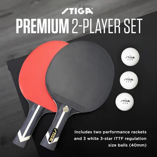 Miniatura 2 de STIGA Juego de tenis de mesa premium para 2 jugadores – Incluye 2 paletas aprobadas por la ITTF, 3 pelotas de ping pong blancas de 3 estrellas