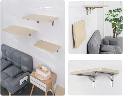 Miniatura 8 de mesa plegable flotante de madera montado en la pared, escritorio para ordenador portátil, mesa infantil, mesa de trabajo, mesa de comedor