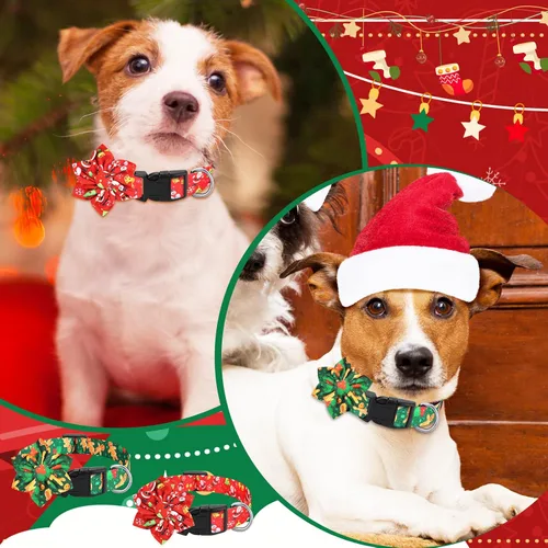 Miniatura 3 de Silkfly 6 collares de Navidad para cachorros con flores de otoño, arce, pavo, calabaza, collar ajustable para mascotas con hebilla de plástico