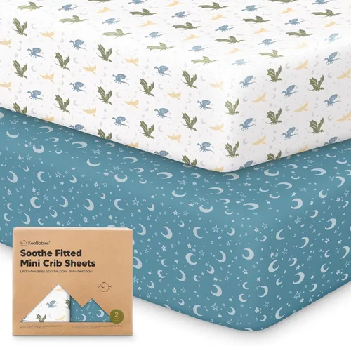 Miniatura 26 de 2 paquetes de sábanas ajustadas para mini cuna - 38x26 sábanas Pack N Play para colchón Pack and Play, algodón orgánico, ropa de cama transpirable