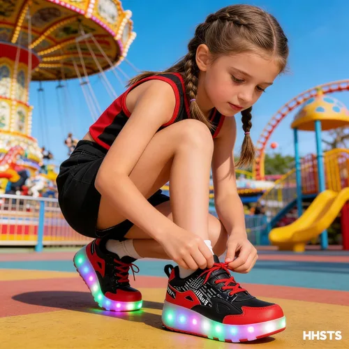 Miniatura 2 de HHSTS Zapatos para niños – Nuevos mejorados con ruedas zapatos de luz LED de colores patines rodantes brillantes zapatos de patinar regalos simples