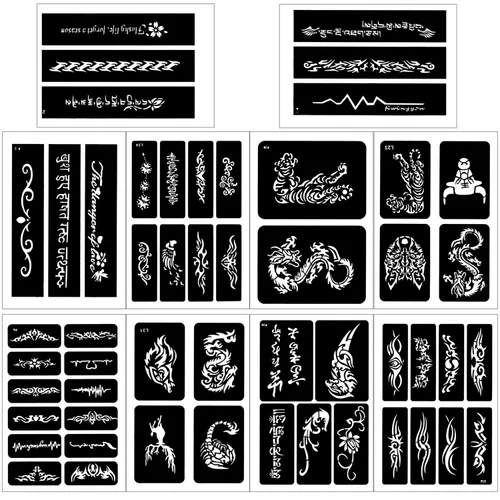 Miniatura 4 de Konsait 123 plantillas de tatuajes temporales grandes, 20 hojas de hombre con brillantina, kit de tatuaje, plantillas de pintura facial, plantilla