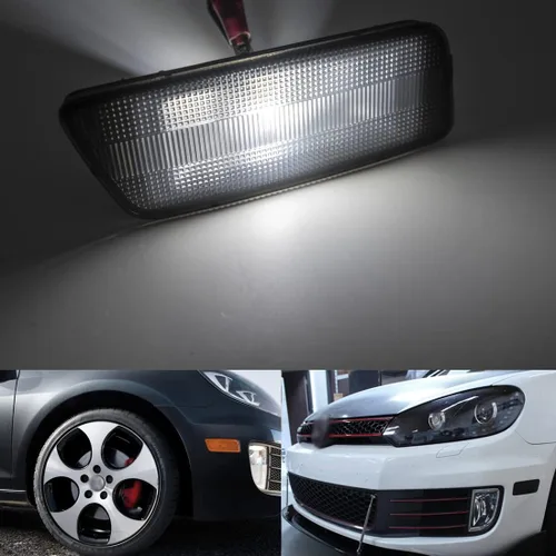 Miniatura 6 de Parachoques delantero blanco llevó luces de marcador lateral para golf MK6 GTI lente ahumada luces laterales reemplazar OEM Sidemarker Lámparas