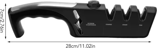 Miniatura 2 de Afilador de cuchillos de diamante, herramienta de afilado de cuchillos de 3 etapas, herramienta de molienda manual Kinfe con mango ergonómico, Negro