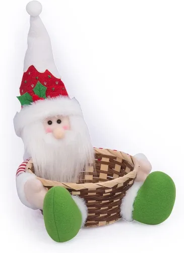 Miniatura 8 de Cesta de almacenamiento de dulces de Navidad, Papá Noel, muñeco de nieve, cesta tejida para dulces de Navidad, plato de dulces para decoración
