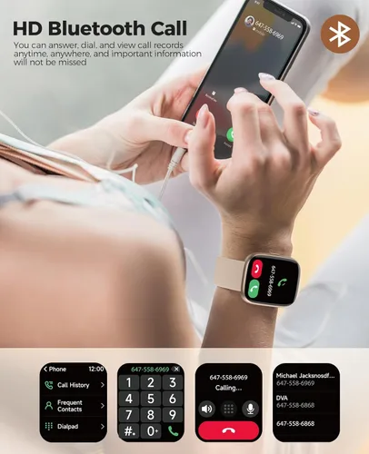 Miniatura 4 de SOUYIE Relojes inteligentes para mujer, IP68 impermeable, Alexa integrado, pantalla personalizable HD de 1.83 pulgadas, frecuencia cardíaca, oxígeno