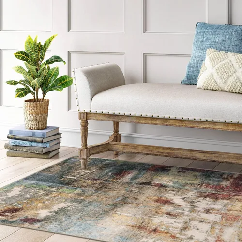 Miniatura 6 de Lahome Alfombra de área moderna abstracta lavable - 3x5, alfombra suave para dormitorio, alfombra antideslizante para entrada, alfombra