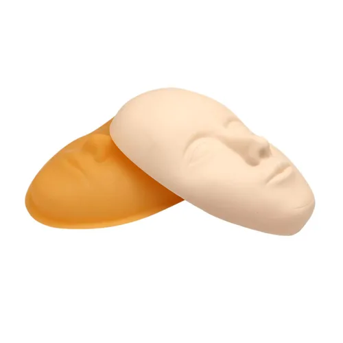 Miniatura 5 de 3 piezas 5D Facial Tattoo Skin Practice Head Silicone Fake Facial Training Skin con 1 base de soporte, delineador de ojos para cejas