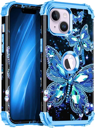 Miniatura 17 de Miqala Funda compatible con iPhone 14 Plus, que brilla en la oscuridad, tres capas, resistente, a prueba de golpes, de plástico duro, funda Amaranto
