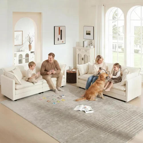 Miniatura 9 de GNIXUU 76" Modular Sectional Sofa, Beige Loveseat Sofa Cloud 2 Seater Couch, Comfy Chenille Love Seats 25" Deep Seat with 2 Pillows for Small Spaces