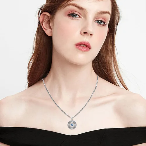 Miniatura 6 de Collar de brújula para mujer de plata de ley 925 con dije de medallón de brújula con cristalpiedra lunar