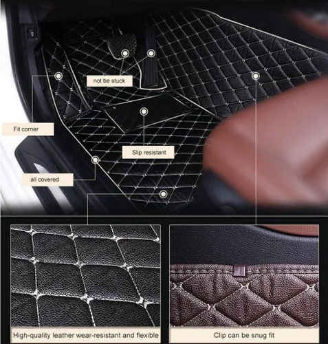 Miniatura 3 de Tapetes de cuero impermeables para automóvil y SUV, alfombrillas para hombres y mujeres, negro y beige, personalizable (color marrón)
