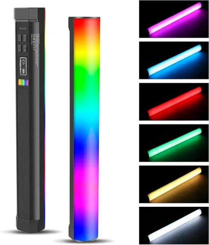 OBEST Luz de video RGB portátil con batería de 3000 mAh, 2500-9000 K, regulable, para estudios fotográficos, TikTok, YouTube Vlogs, 11.8 in