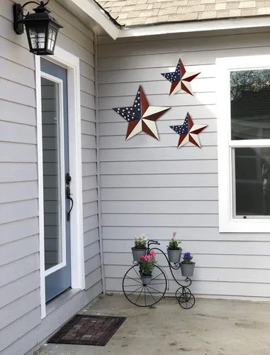 Miniatura 4 de 3 adornos patrióticos de metal para colgar en la pared, decoración de pared para interiores y exteriores, decoración del 4 de julio