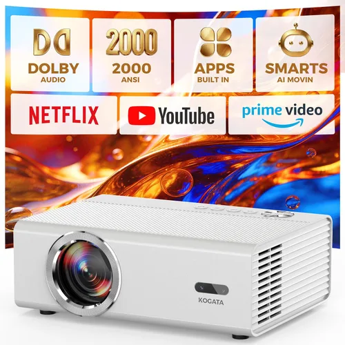 Miniatura 9 de Proyector 4K con aplicaciones integradas, enfoque automático de 1500 ANSI y 6D Keystone Dolby Audio Kogata Proyector inteligente con WiFi 6