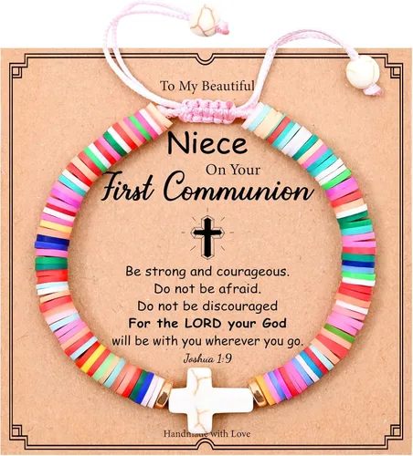 Miniatura 9 de NatuBeau Regalos de primera comunión, pulsera de cruz con tarjeta de regalo, regalos de santa comunión, regalos de bautismo, regalos de confirmación