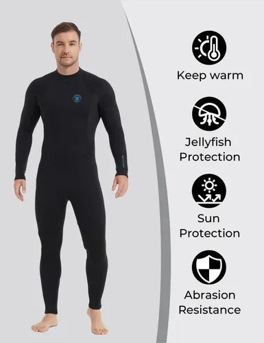 Miniatura 5 de Trajes de neopreno Lemorecn para hombre de 3/2 mm, traje de buceo de cuerpo entero Cremallera trasera de 0.118 in para hombre
