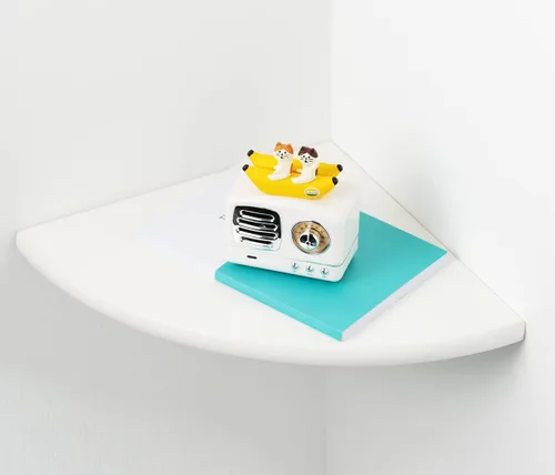 Miniatura 11 de Estantes esquineros para montaje en pared, estantes flotantes de madera de roble de 10 pulgadas, juego de 2 estantes pequeños de extremo redondo