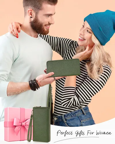 Miniatura 8 de Chelmon - Monedero para mujer de cuero genuino con bloqueo de señal RFID, para tarjetas de crédito