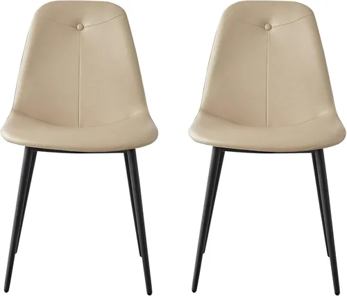 Miniatura 2 de Juego de 2 sillas de comedor con respaldo alto, sillas modernas de cocina y comedor de mediados de siglo, sillas tapizadas de piel sintética