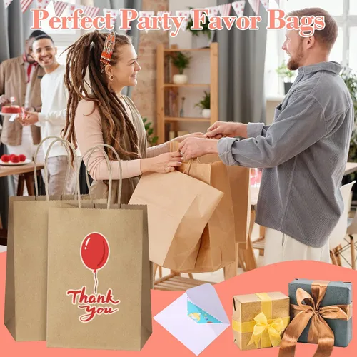 Miniatura 6 de SHOPDAY 45 bolsas de papel marrón con asas, bolsas de regalo de varios tamaños, bolsas de papel kraft a granel 5x3x8 y 8x4x10.5 y 10x5x13, 15