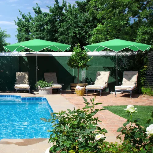 Miniatura 7 de PHI VILLA - Sombrillas de patio de 9 pies con 24 luces LED solares, sombrilla iluminada para mesa de mercado al aire libre con 8 varillas de acero