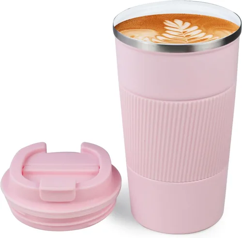 Miniatura 8 de Taza de 18 onzas con revestimiento de cerámica en el interior, taza de café aislada con tapa, taza de viaje para café a prueba de fugas, taza