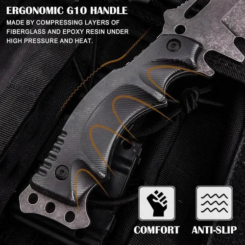 Miniatura 3 de Cuchillos de hoja fija con vaina cuchillo de espiga completa para supervivencia cuchillo de cinturón de campamento 9.25 pulgadas (funda kydex)