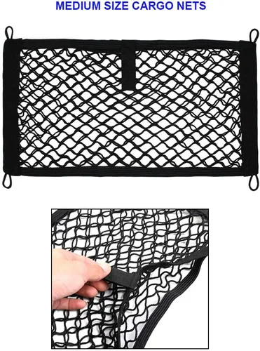 Miniatura 4 de JAVOedge - Red de bolsillo de malla elástica para almacenamiento, para automóvil, maletero, RV, barcos, hogar con 8 tornillos de montaje y ganchos