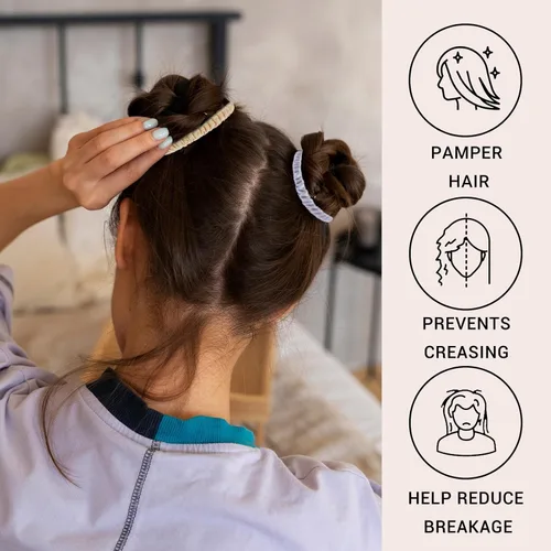 Miniatura 4 de 8 coleteros de seda de morera 100% pura para mujeres y niñas, lazos sedosos para cabello grueso, fino o rizado, paquete a granel de satén