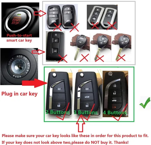 Miniatura 2 de Funda de Silicona Suave de Goma con Textura de Fibra de Carbono Cubierta de Llave Fob Para Toyota 4Runner Avalon C-HR Camry Corolla Fortuner