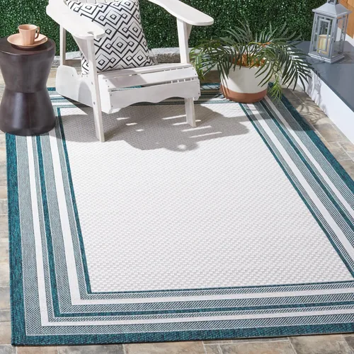 Miniatura 21 de SAFAVIEH Alfombra lavable al aire libre Courtyard Collection – 4' x 5'7", beige oscuro y beige, no desprende pelusa y fácil de limpiar, ideal